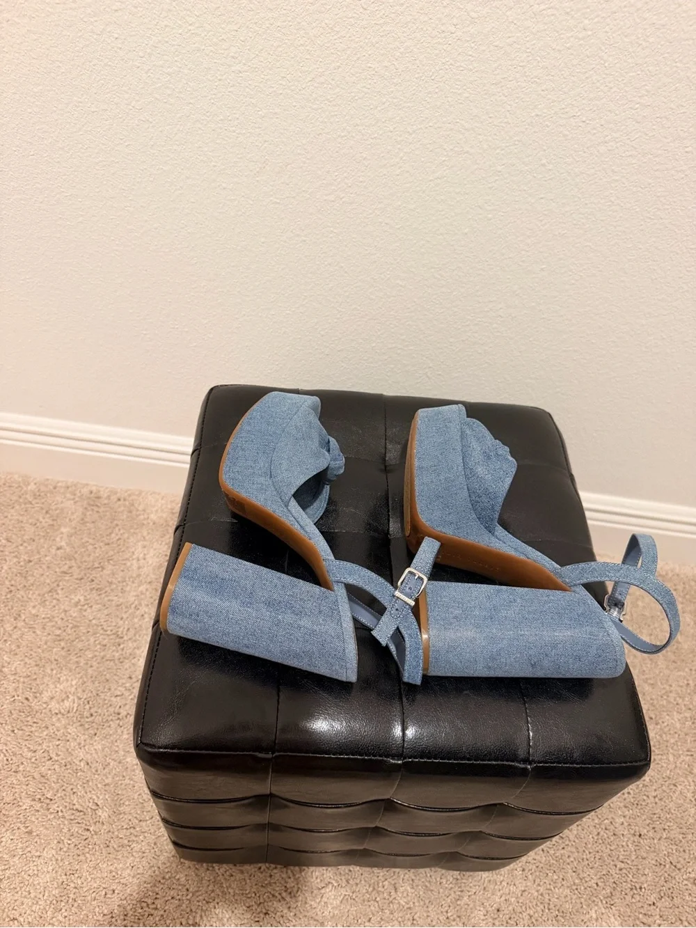 Gianni Bini Denim Blue Knotted Platform Sandals